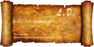 Létz Demeter névjegykártya